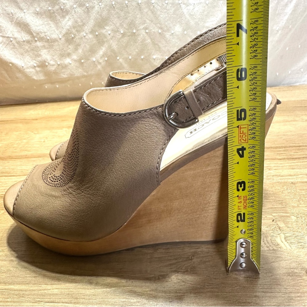 Coach Jade Leather Wedge Open Toe Slingback Sandal - Picture 7 of 13